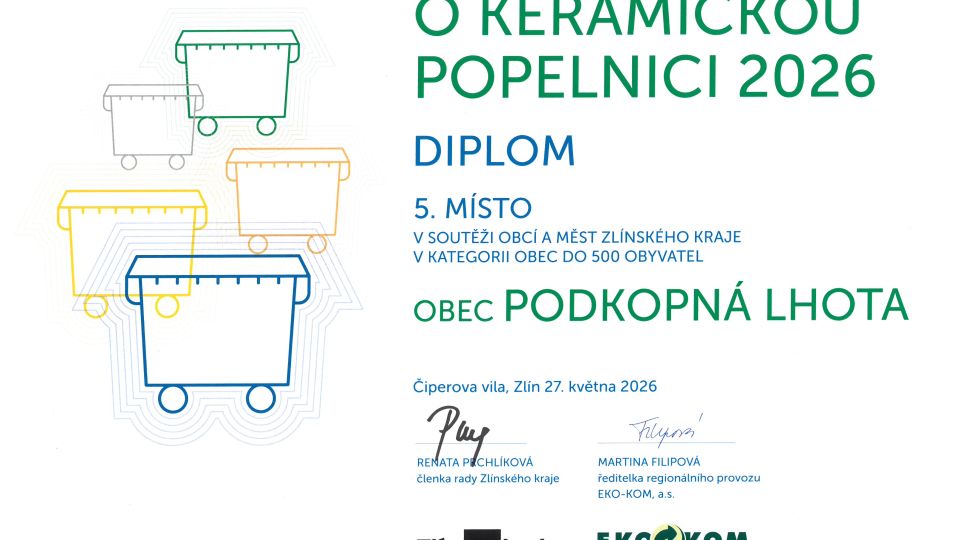 Ocenění obce v soutěži o keramickou popelnici